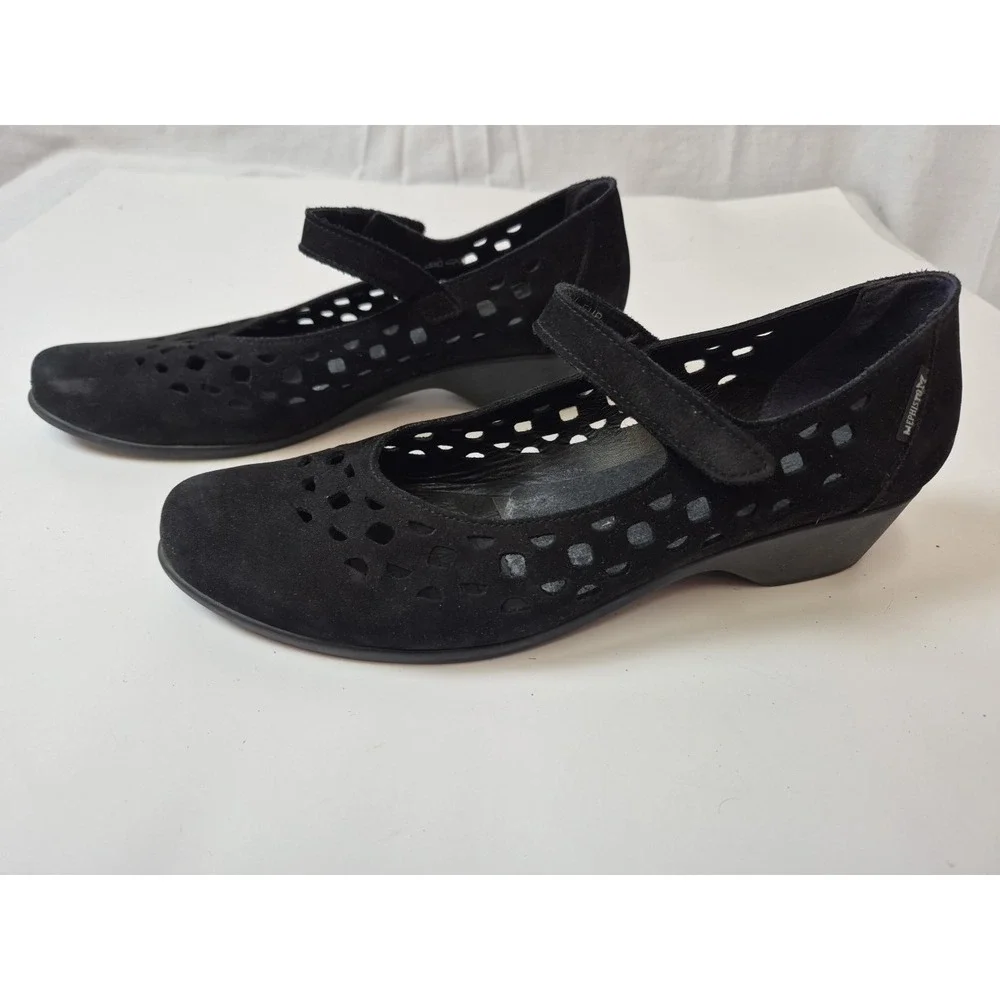 Mephisto Black Suede Mary Jane‎ Shoes Laser Cut US 11 EUR 8.5 Comfort Walking